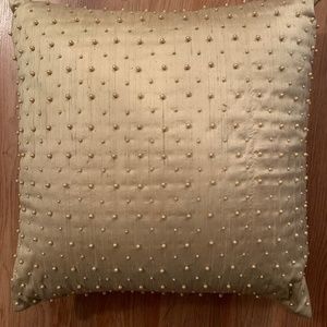 PEARL STUDDED SILK PILLOW- GOLD BEIGE COLOR- NWT